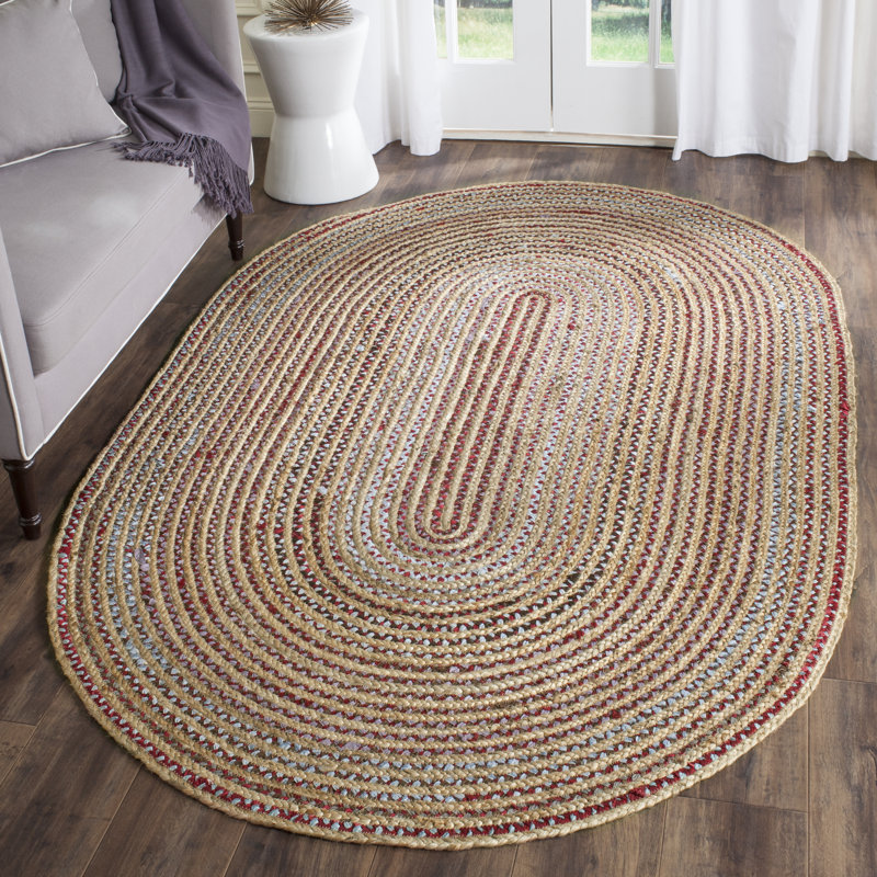 Tapis en jute tissé à la main Abhay, Ovale 4 pi x 6 pi