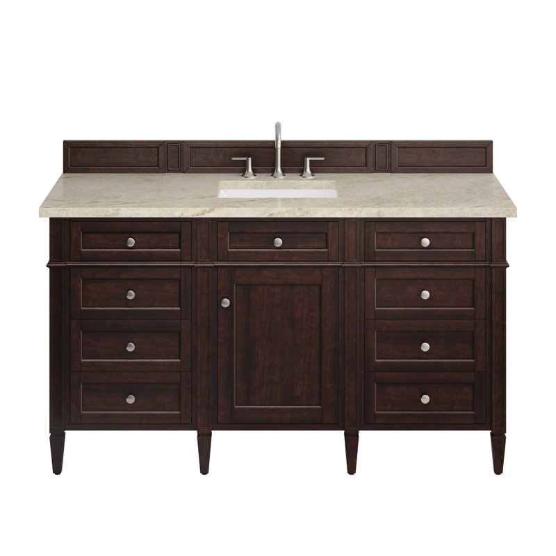 Meuble-lavabo simple 60 po Dussault, Acajou bruni, 8 po, Tajnar