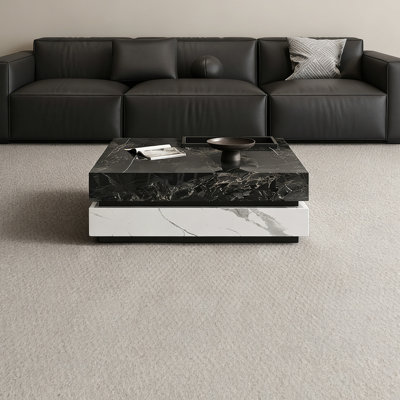 Table basse carrée sur pied avec plateau