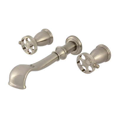 Kingston Brass Webb Two-Handle 3-Hole Wall Mount Roman Tub Faucet with Knurled Handle