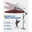 Parasol suspendu 10 pi, 8 baleines, base rotative 360 pi-853304795