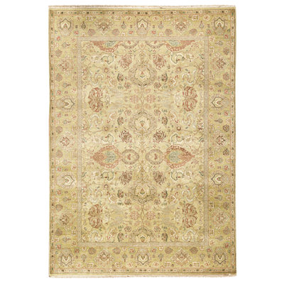 Hand Knotted Wool Area Rug in Gold