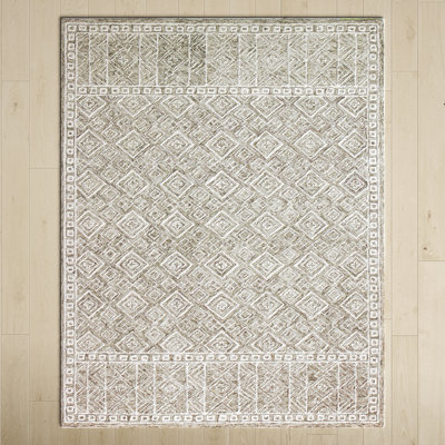 Camino Geometric Handmade Tufted Wool Area Rug in Taupe