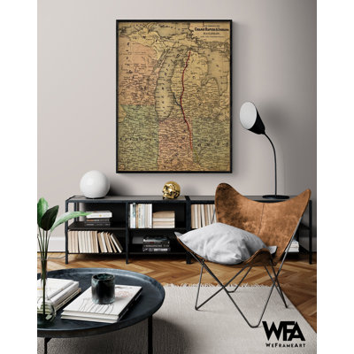 Grand Rapids And Indiana Railroad 1871, Antique Grand Rapids Poster, Indiana Old Map, Railway Routes Print, Railroad History, Library Art