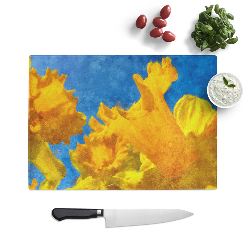Yellow Daffodils Painting Chopping Board, 0.4cm H x 28.5cm W x 39cm L