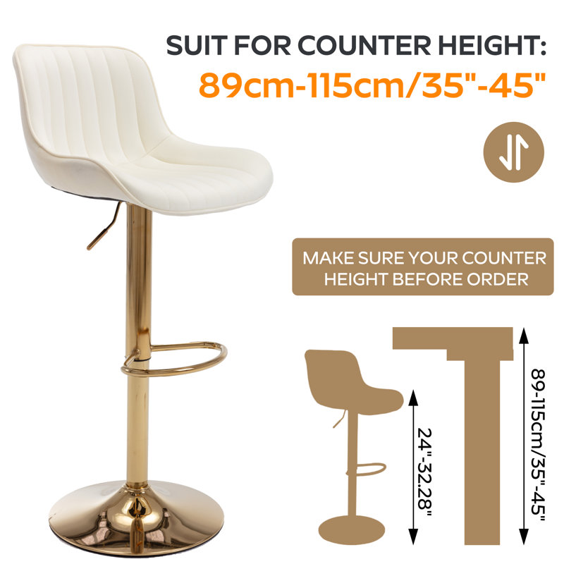 Bar Stools Set, Modern Swivel Counter Height Adjustable Barstools with Back, Upholstered Velvet Bar Chair with Footrest, Modern Armless Kitchen Island Stool for Kitchen Island, Pub, Cafe