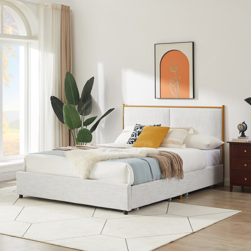 Lit plateforme avec rangement Hiers, Complète, Gris