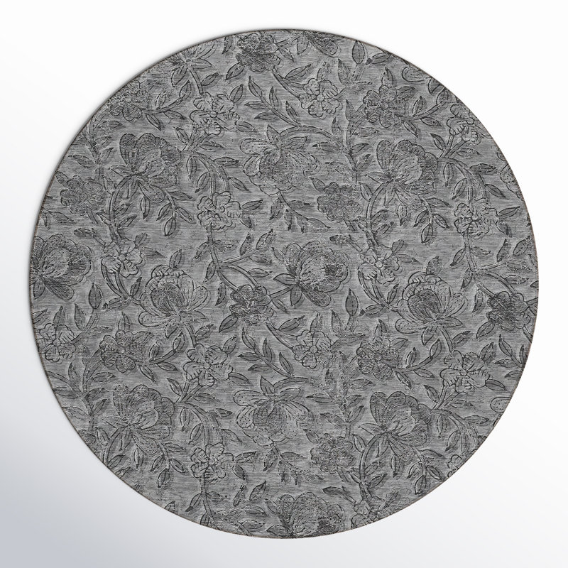 Tapis gris intérieur / extérieur lavable à la machine Mahaney ACN771, Rond 8 pi