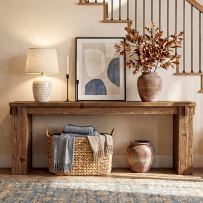78.74" Extra Long Solid Wood Console Table, Live Edge Top