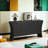 Four-door Black Storage Cabinet With Curved Wood Legs And Bronze Fasteners-1417317105