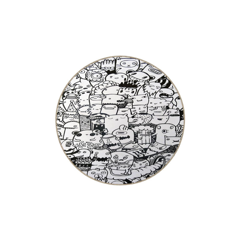 Cartoon Patterned Woven Base Washable Rug, Runner 3'3" x 9'10" Rug Pad Included
