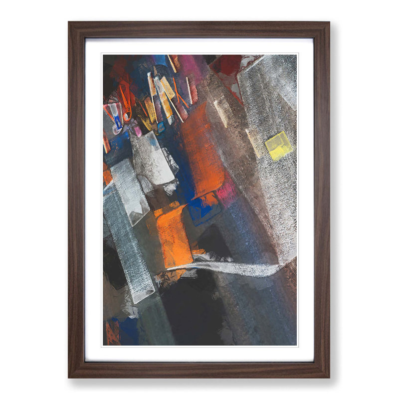 Strokes of Colour in Abstract - Picture Frame Graphic Art Print, 65cm H x 48cm W x 2cm D, Walnut Framed