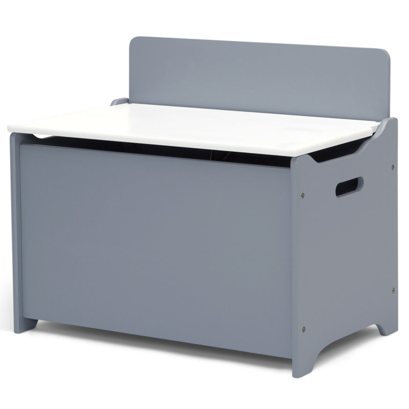 Grey and White Modern Toy Box with Safety Lid