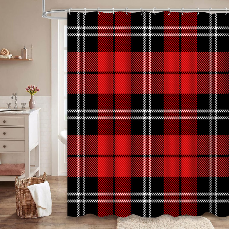 Rideau de douche Christmas Tartan, L 72 po x l 72 po