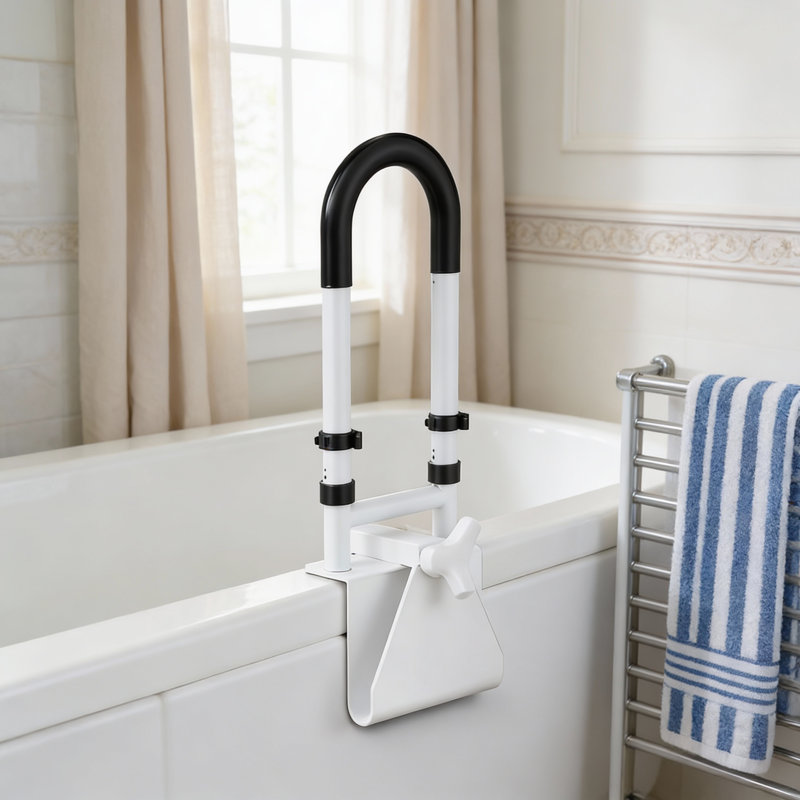 Adjustable Bathtub Safety Rail Shower Grab Bar Handle For Seniors Elderly Disabled