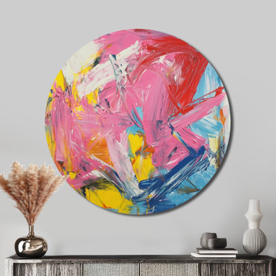 «Rose rouge», peinture abstraite Fight I, reproduction d'art moderne en métal rose et abstrait