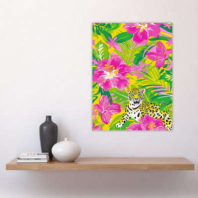 Wall Art Print Lily Tropical Flower Pattern with Leopard Poster