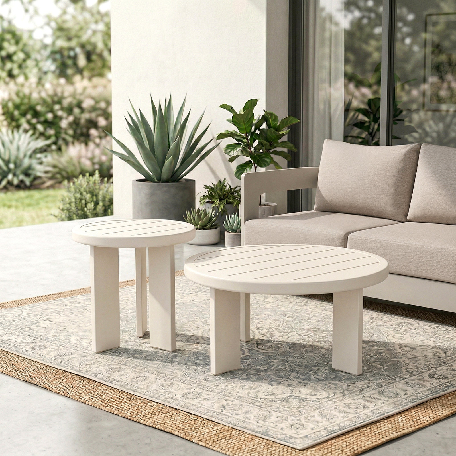 Frances 31" Patio Table, Cream