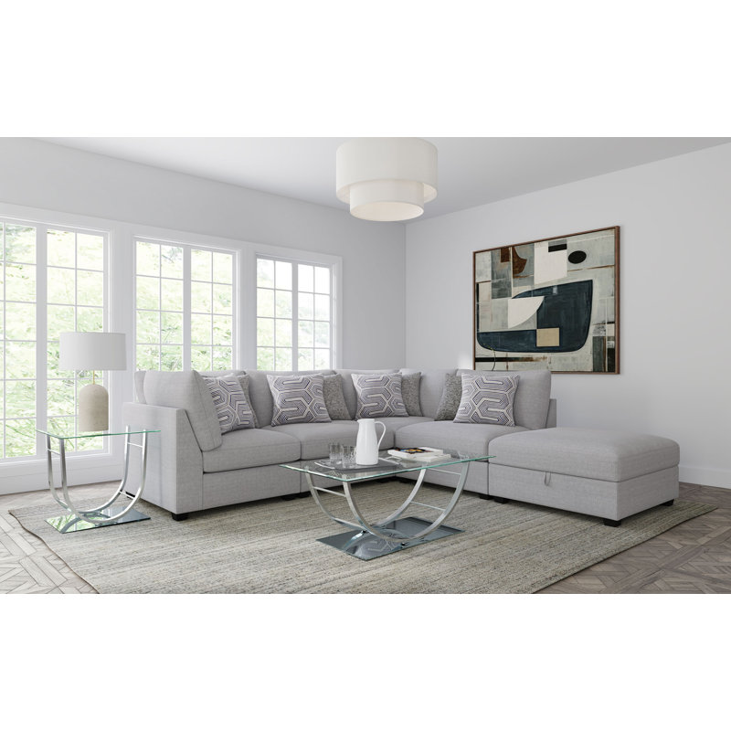 Blydenburgh 5-piece Upholstered Modular Sectional Sofa Grey, 38" H x 117" W x 117" D