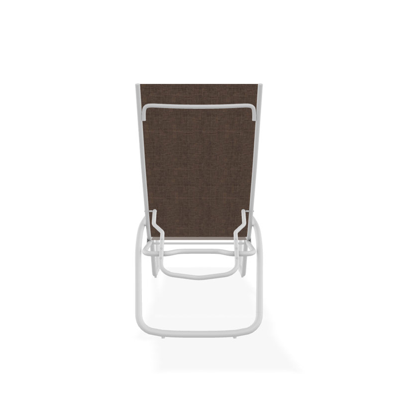 Outdoor Rust-Resistant Metal Chaise Lounge, Mocha Sunbrella®, Textured White