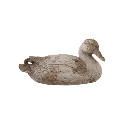 Distressed Magnesia Duck Figurine in Rustic Brown