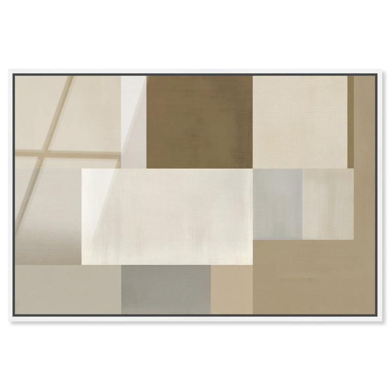 «Grid of Neutrals Print Living Room Wall Art» par , H 37 po x l 55 po, Cadre en acrylique blanc