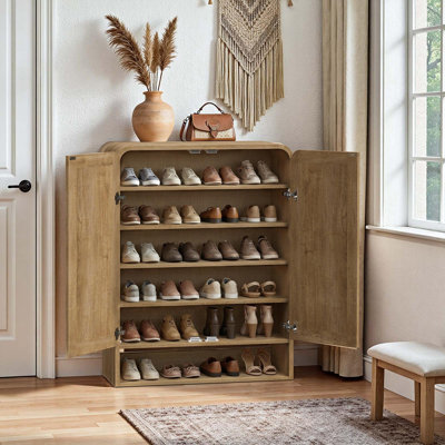 24-Pairs Shoe Rattan Shoe Storage Cabinet ,Cabinet For Entryway