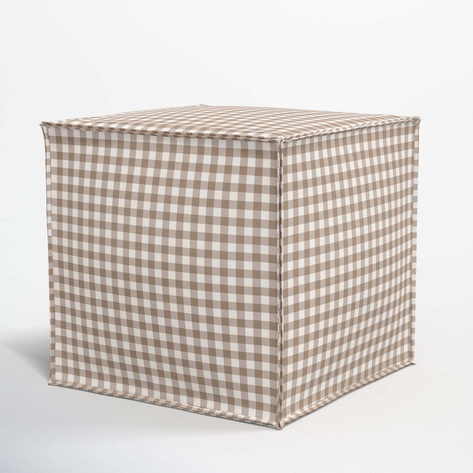 Esmerelda Upholstered Ottoman, Classic Gingham Tan