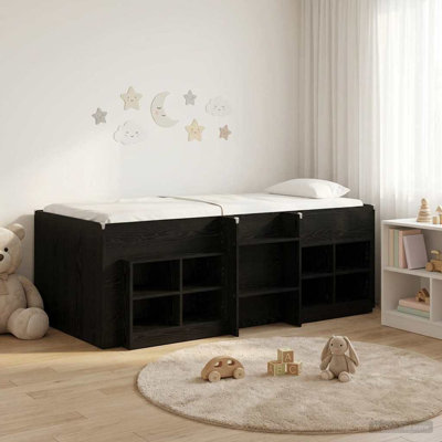  Loft Bed Frame with Cabinet with Storage Engineered Wood Space-Saving