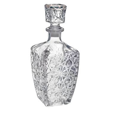 Hali Glass Carafe Bottle Pitcher with 6 Lids - 35 oz - Set of 4 | JoyJolt