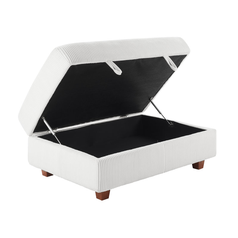 41" Wide Upholstered Ottoman With Storage For Living Room, Cream