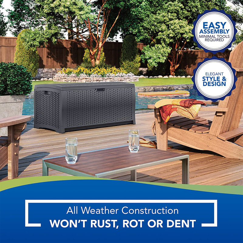 Suncast 21.5'' W 73 Gallons Water Resistant Plastic Lockable Deck Box in Black