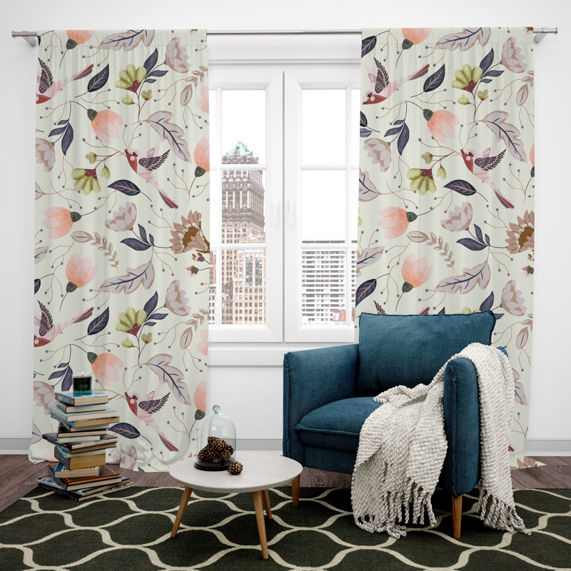 Dolphis Room Darkening Curtain Pair, 20" W x 52" L, Pink/Yellow/Gray