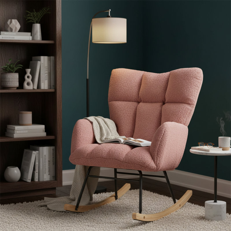 Chaise berçante rembourrée Modern, Rose