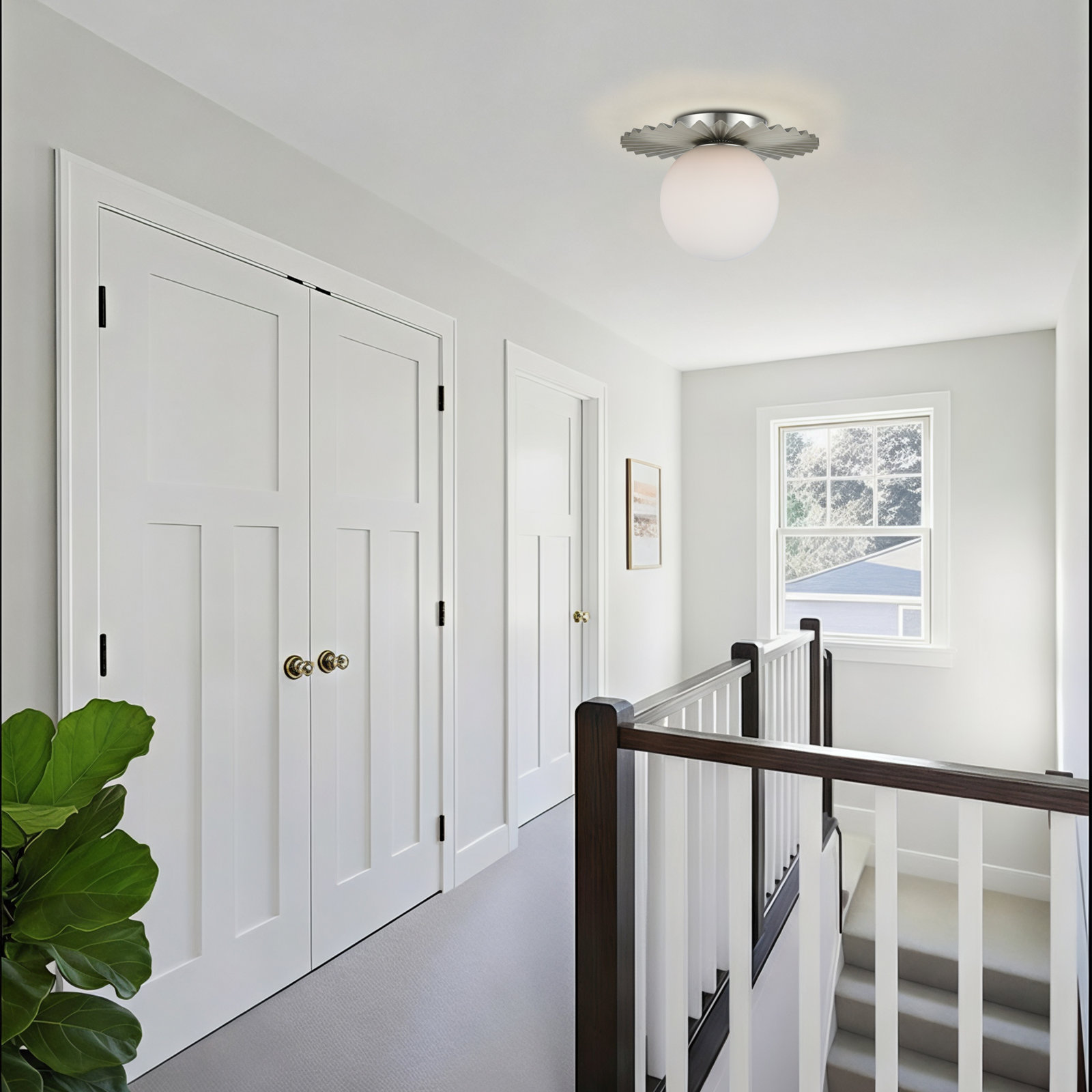 Abbey Glass Flush Mount, Brushed Nickel