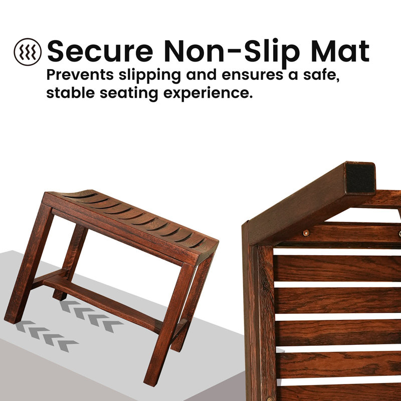 Briniyah 21'' W Solid Wood Shower Bench