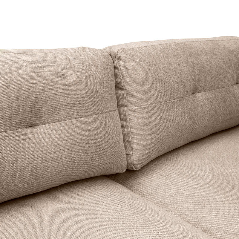 Madylyn 84" Wide Square Arm Sofa in Fabric with Black Metal Legs, Beige Polyester Blend