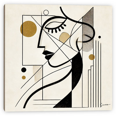 «Golden Sip», art mural sur toile tendue - Femme avec verre à vin