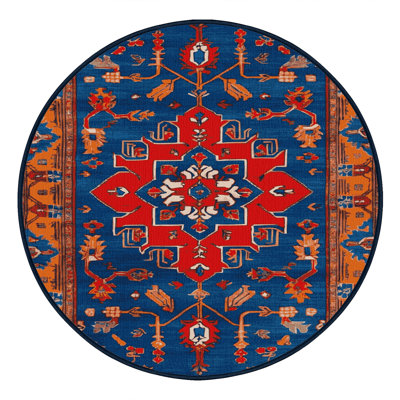 Tapis bleu Tabriz lavable à la machine