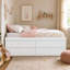 Lit capitaine simple avec 4 tiroirs de rangement, porte de rangement latérale, cadre de lit plateforme en bois, sans sommier, blanc-441594239