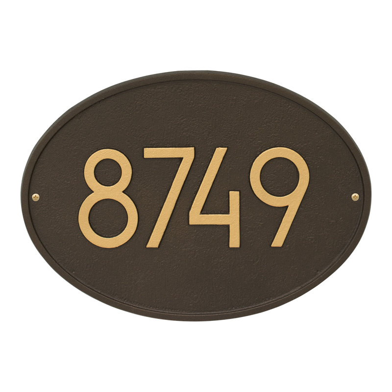 Plaque d'adresse murale 1 ligne personnalisée Hawthorne, Bronze vieilli, Oui