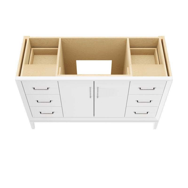 Alexandra Single Extra Wide Bath Vanity, Pure White, Polished Chrome, 54"