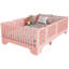 Lit simple au sol rose, porte pour le plaisir, support à 8 lattes égales, lit avec porte facilitant la conception, design, profil bas, aucun sommier requis