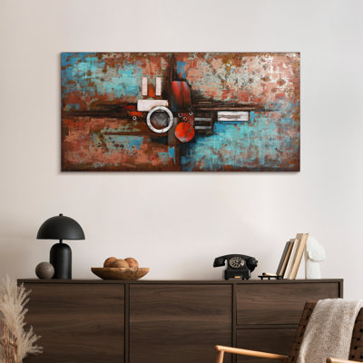 "Composition I" Iron Hand Painted 3D Wall Art