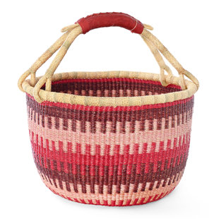 Bluebell Patterned Bolga Basket