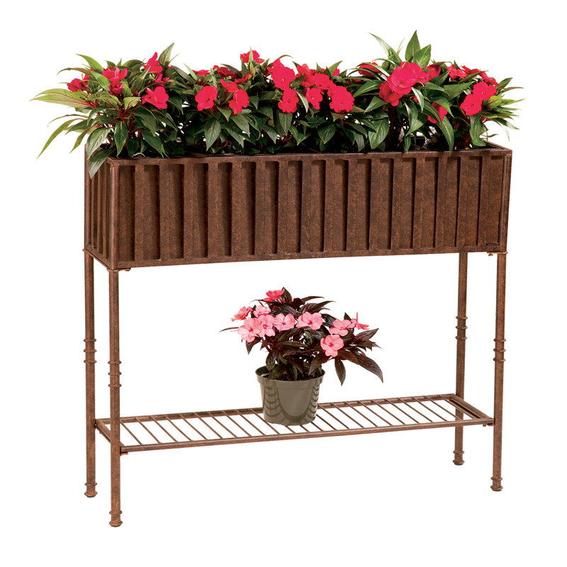 Archer Handmade Metal Planter Box, Patina, 30"H x 35"W x 9"D