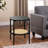 Wood Round Table With Open Shelf,Rattan End Table