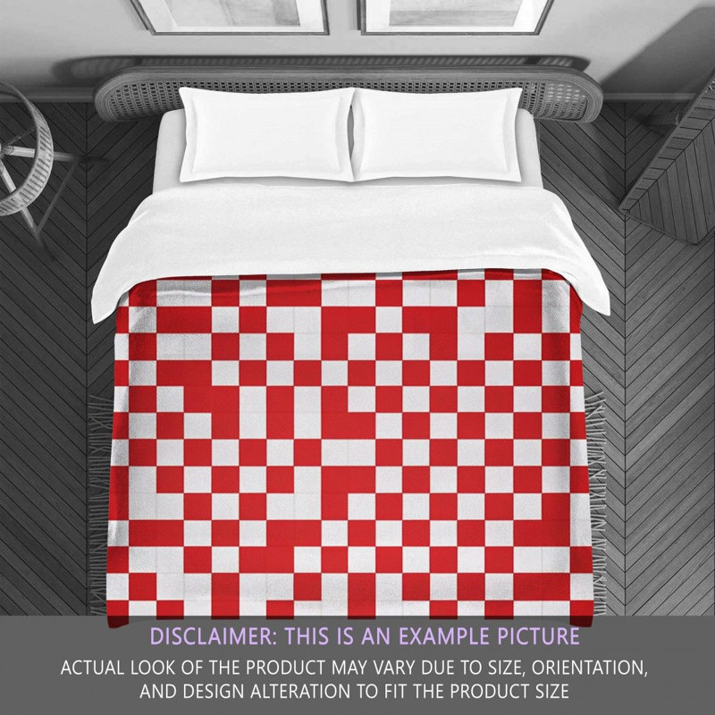 Machine Printed Comforter, Red/White Checkered, Twin Comforter