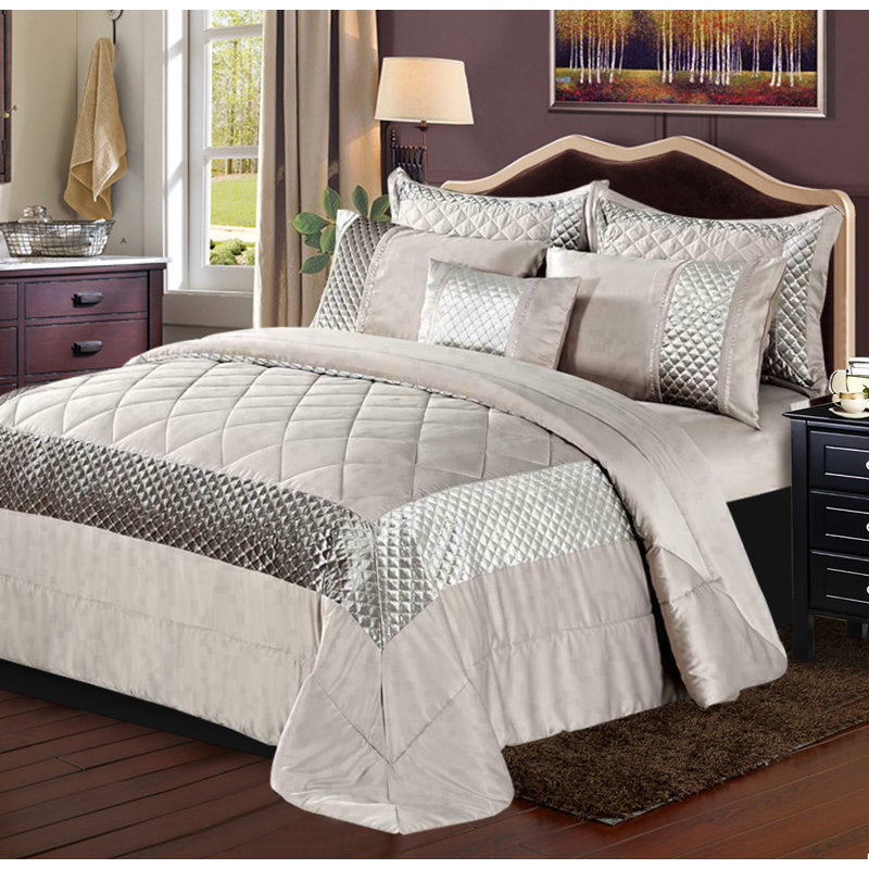 Gabel Geometric Shapes Bedspread with Pillowcases, 250 x 250 cm, Mink