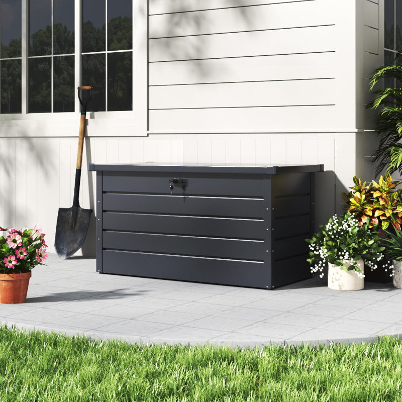 Garden Sanctuary 114cm W 350L Metal Lockable Deck Box, Black